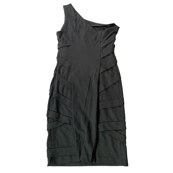 Cynthia Steffe Black One-Shoulder Bandage Dress Spandex Blend Size 4 - Picture 2 of 9